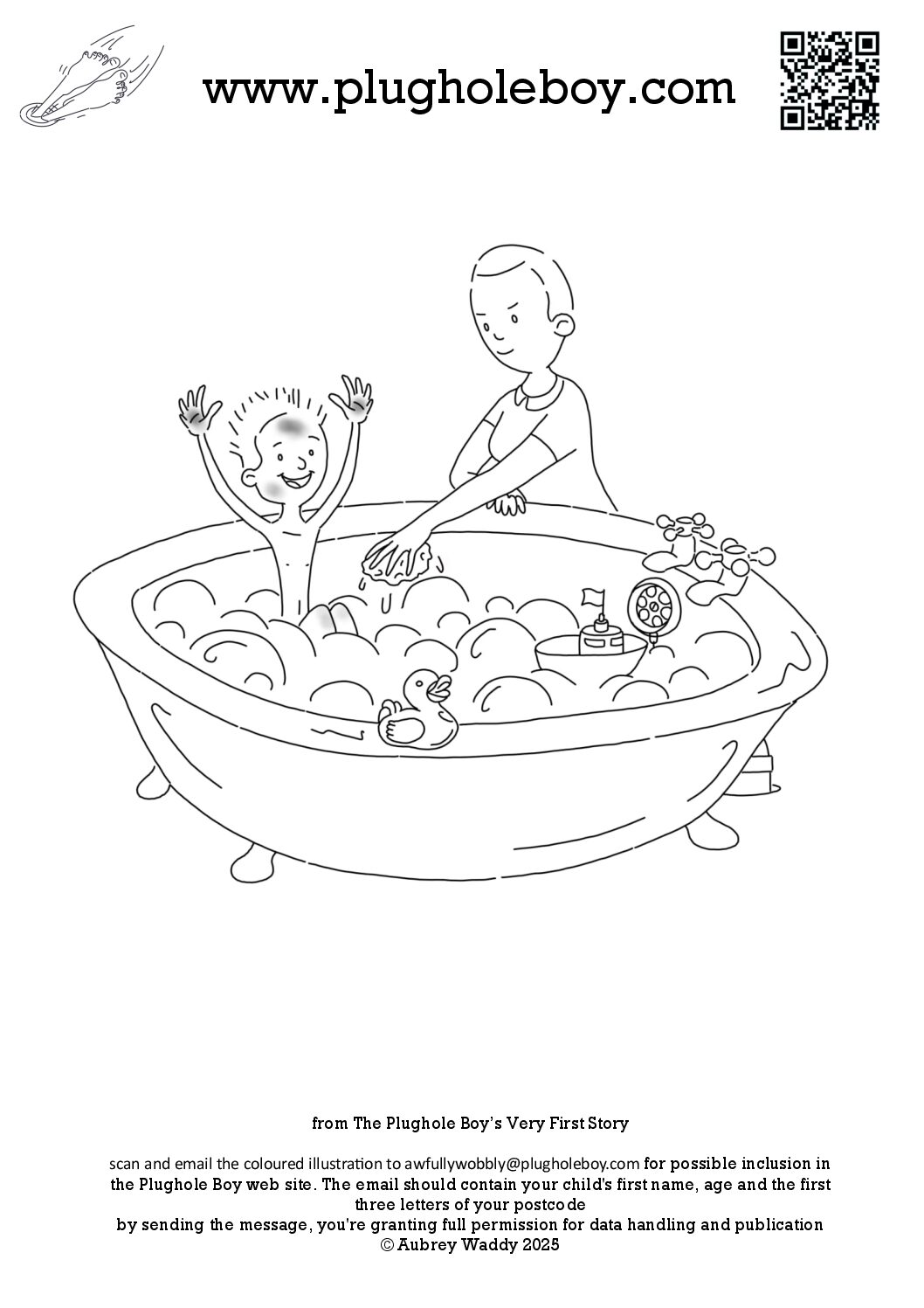 Plughole Boy in bath